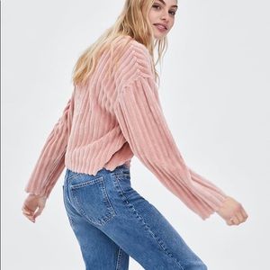 Zara faux fur pink sweater
